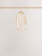 Ecru/Pink Cloud Long Sleeve Baby Bodysuits 5 Pack