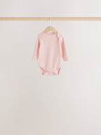 Ecru/Pink Cloud Long Sleeve Baby Bodysuits 5 Pack