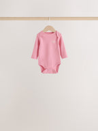 Ecru/Pink Cloud Long Sleeve Baby Bodysuits 5 Pack