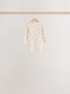 Ecru/Pink Cloud Long Sleeve Baby Bodysuits 5 Pack