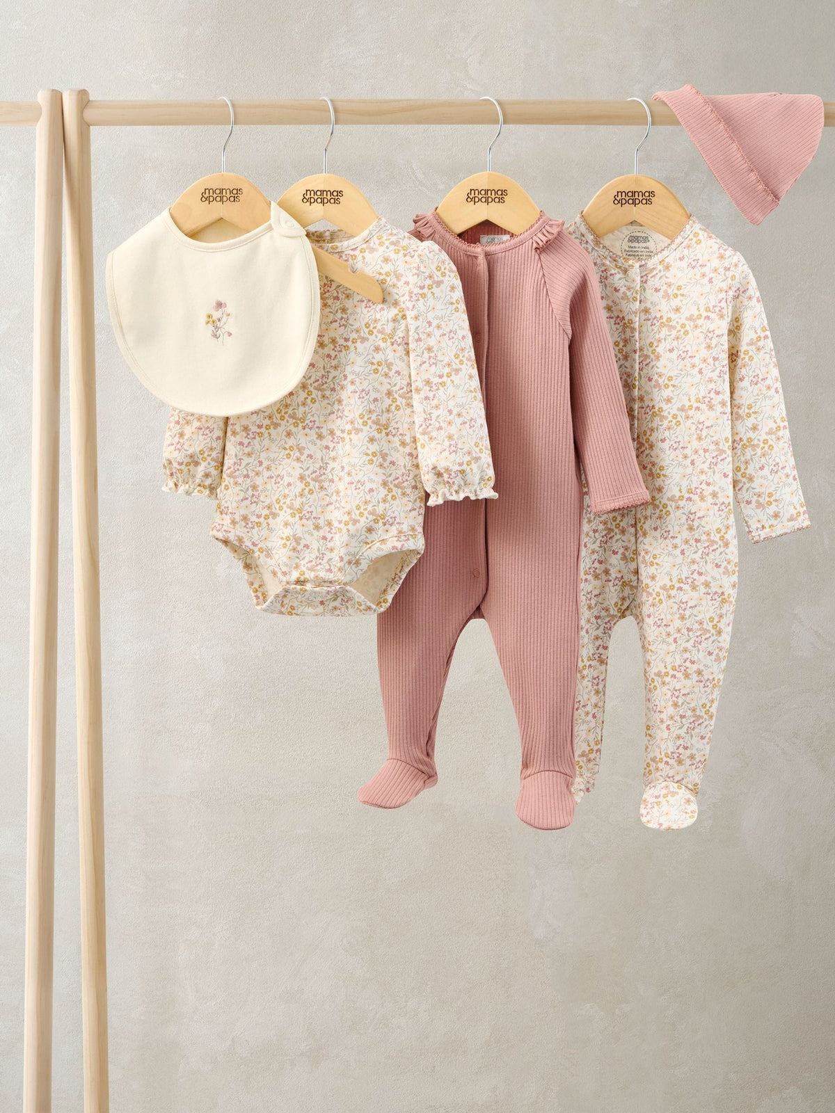 Mamas & Papas Pink Welcome to the World 5 Piece Baby Clothing Set