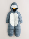Grey Penguin Padded Snowsuit (3mths-7yrs)