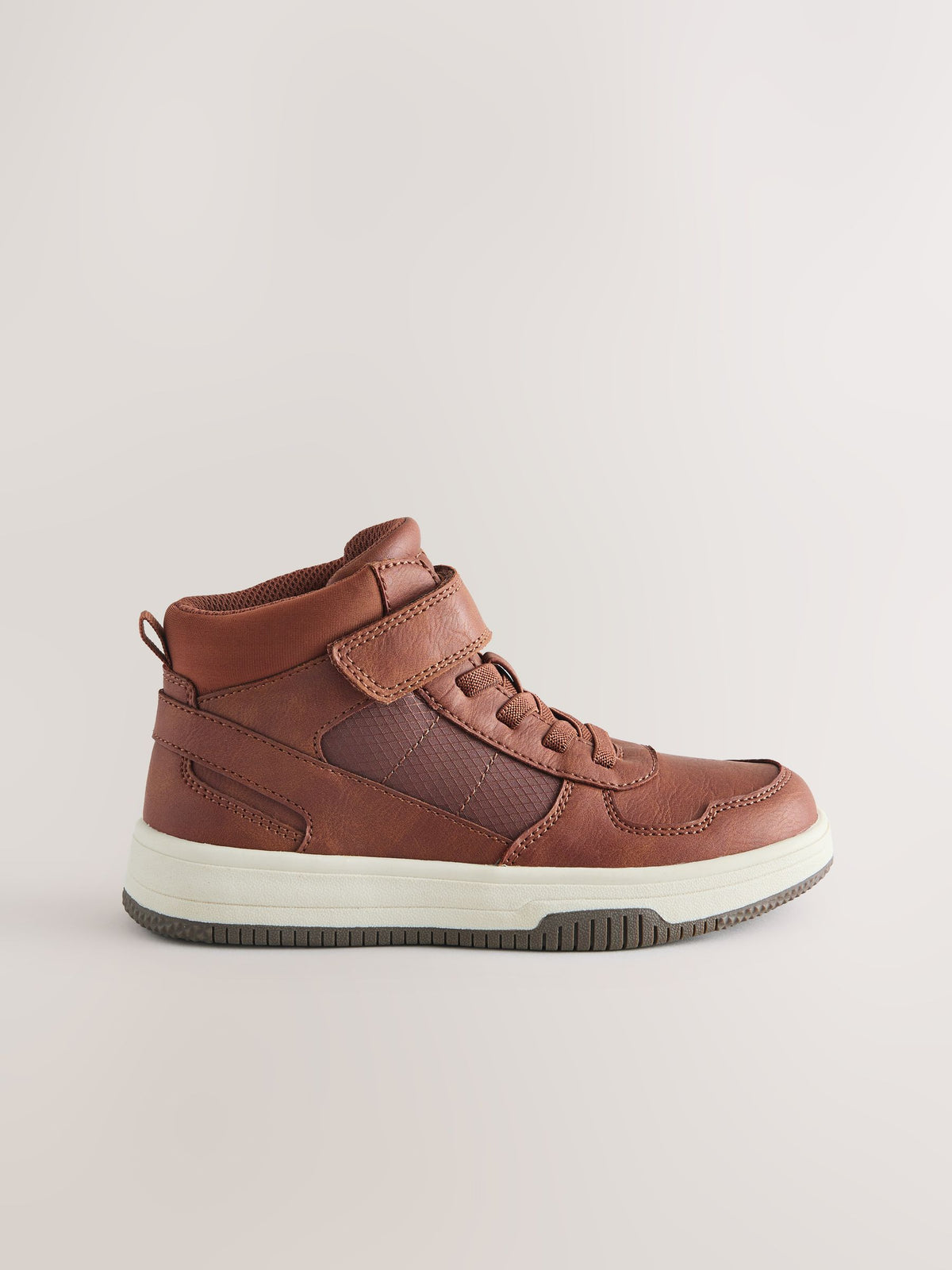 Tan Brown High Top Touch Fastening and Elastic Lace Trainers