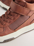 Tan Brown High Top Touch Fastening and Elastic Lace Trainers