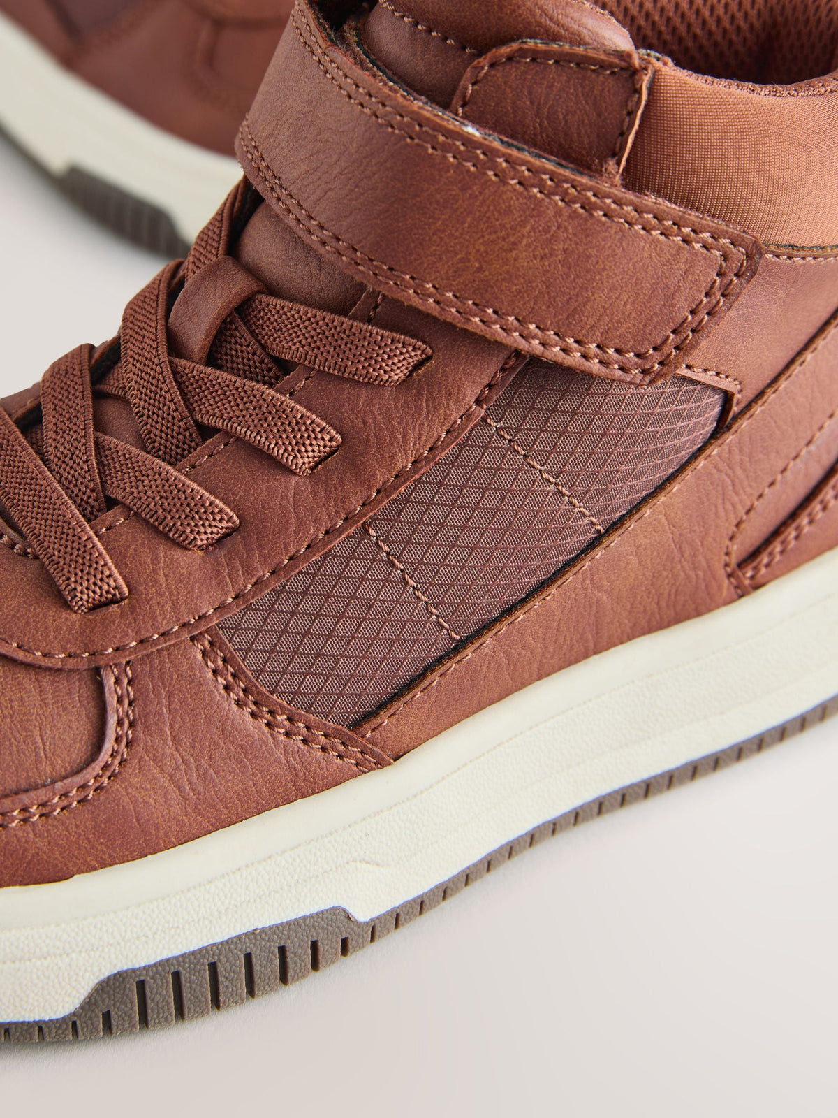 Tan Brown High Top Touch Fastening and Elastic Lace Trainers