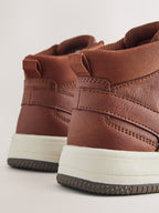 Tan Brown High Top Touch Fastening and Elastic Lace Trainers