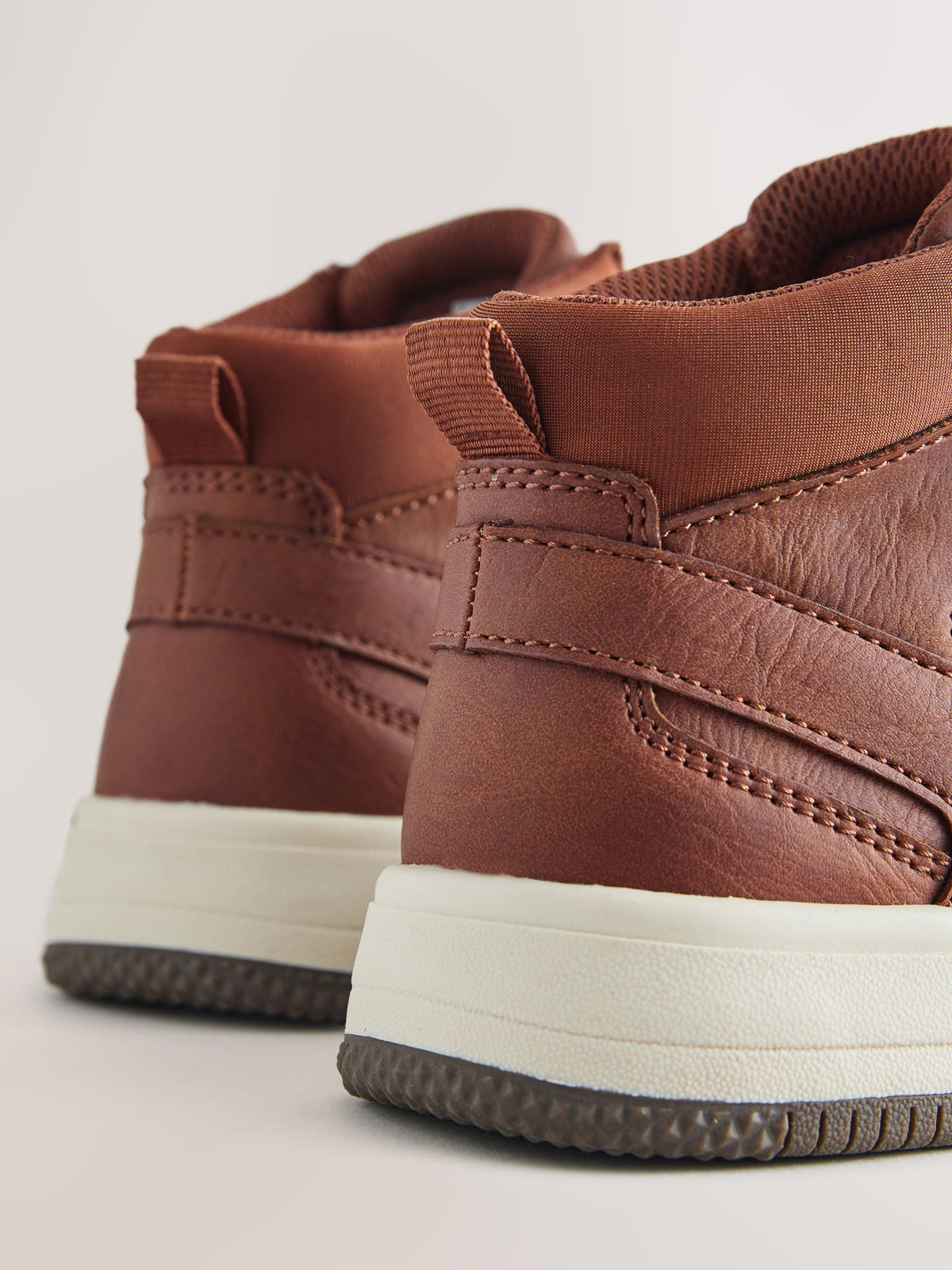 Tan Brown High Top Touch Fastening and Elastic Lace Trainers