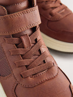 Tan Brown High Top Touch Fastening and Elastic Lace Trainers