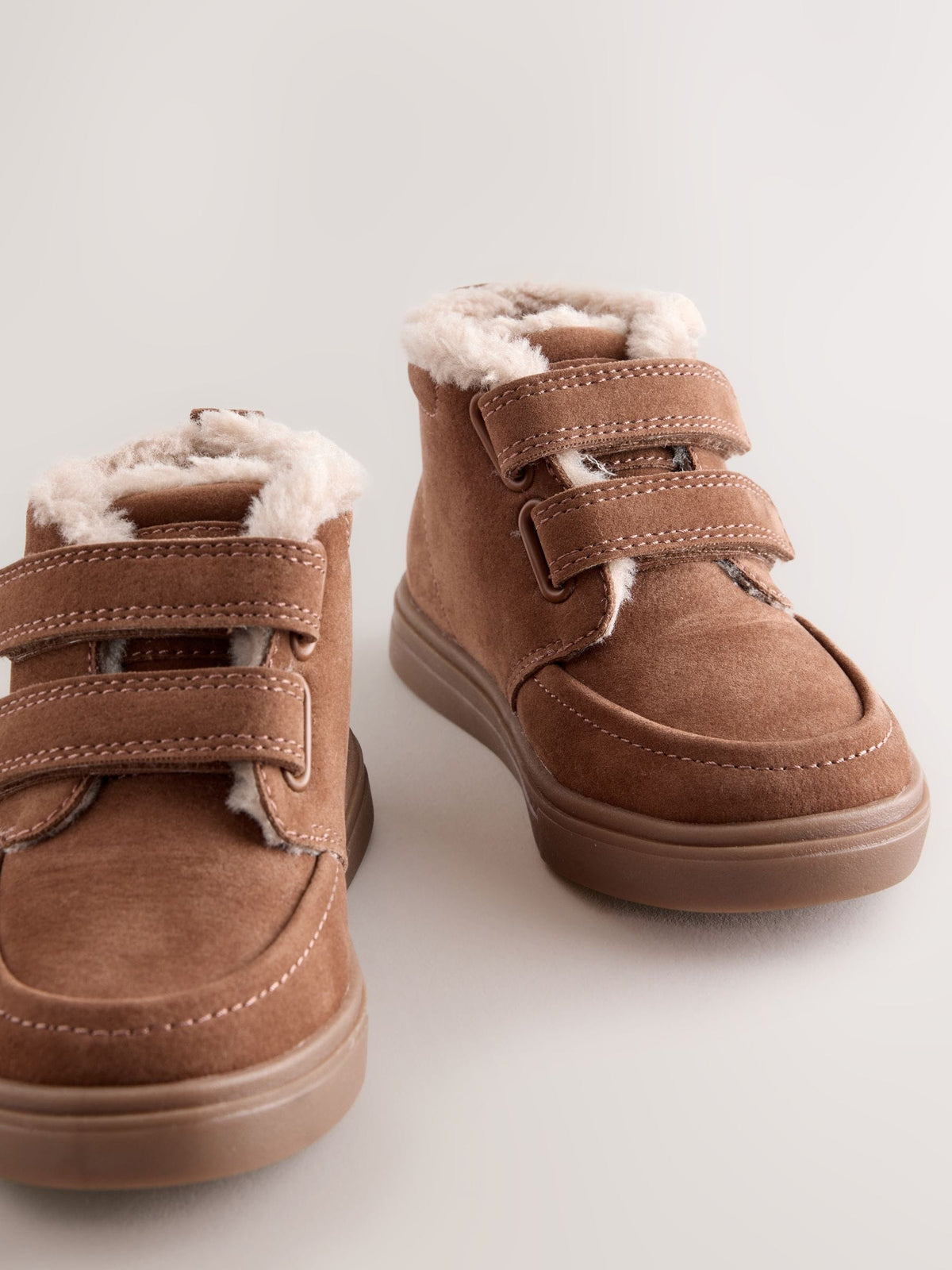 Tan Brown Warm Lined Touch Fastening Boots
