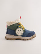 Navy Lace up Walker Boots