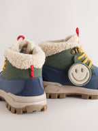 Navy Lace up Walker Boots
