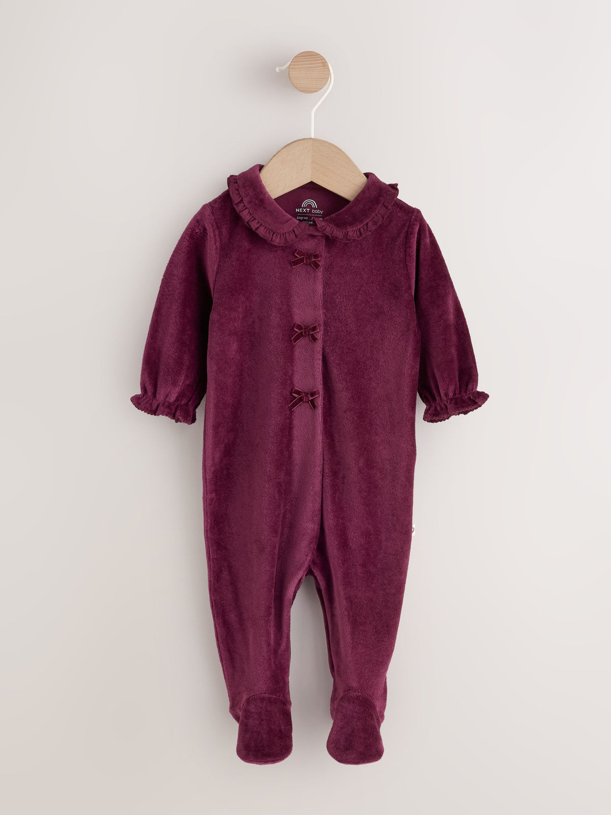 Plum Velour Sleepsuit (0-2yrs)
