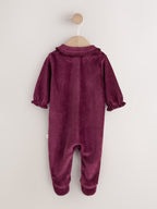Plum Velour Sleepsuit (0-2yrs)