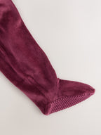 Plum Velour Sleepsuit (0-2yrs)