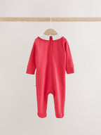 Cream/Red Collared Sleepsuits 3 Pack (0mths-2yrs)