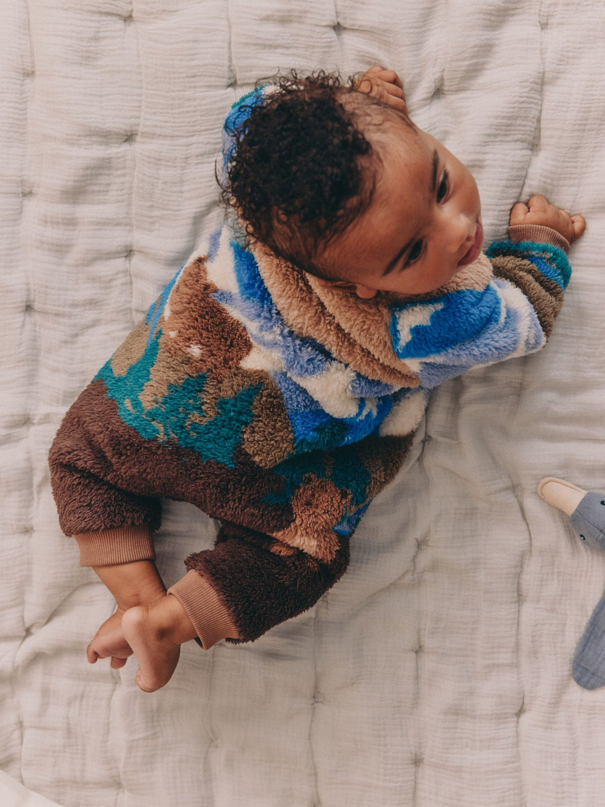 Multi Patchwork Borg Two Way Zip Sleepsuit