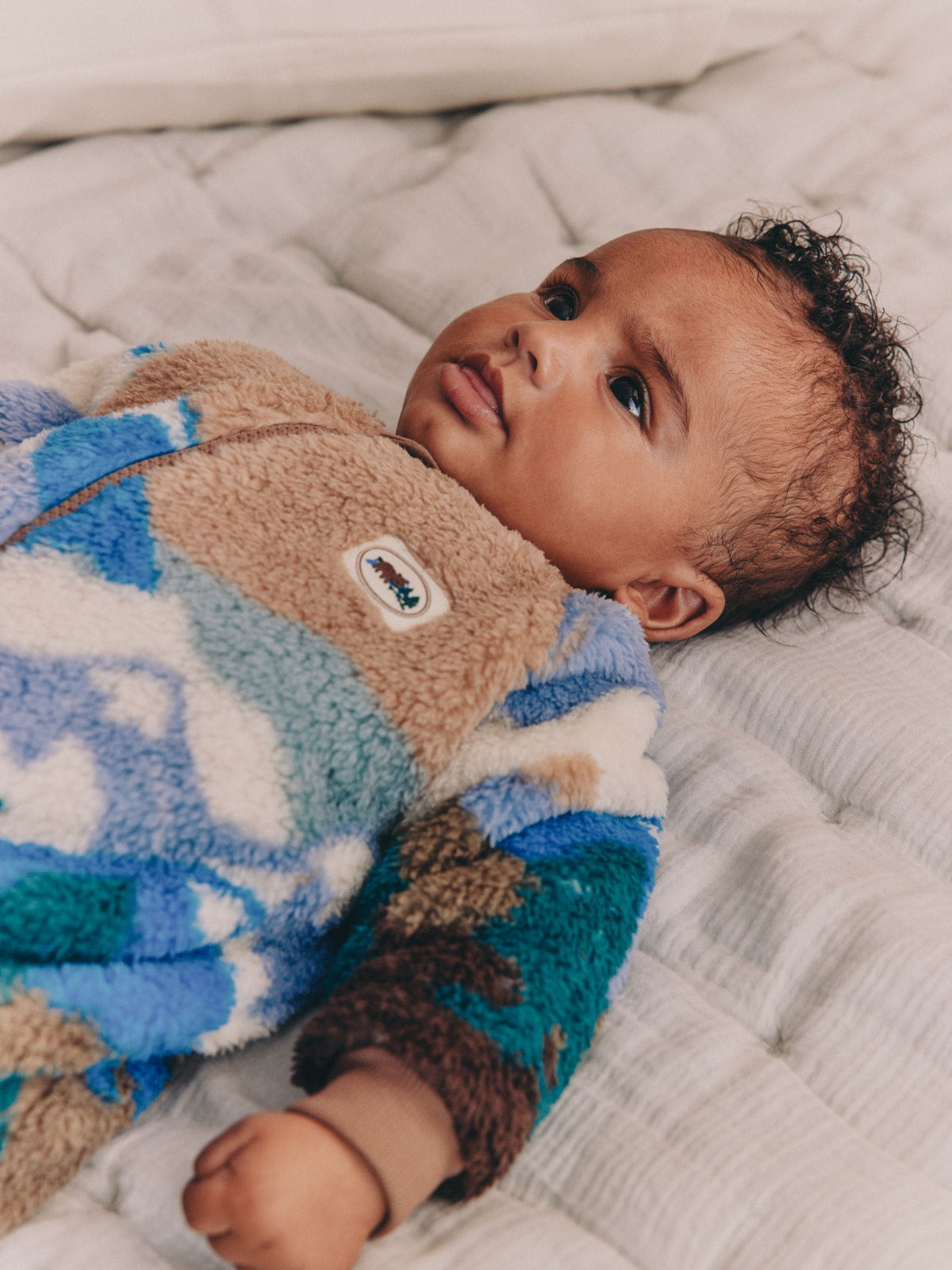 Multi Patchwork Borg Two Way Zip Sleepsuit