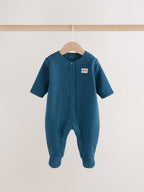 Navy/Yellow Space Quilted Sleepsuits 2 Pack
