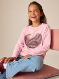 Pink Long Sleeve Sequin Heart Top (3-16yrs)