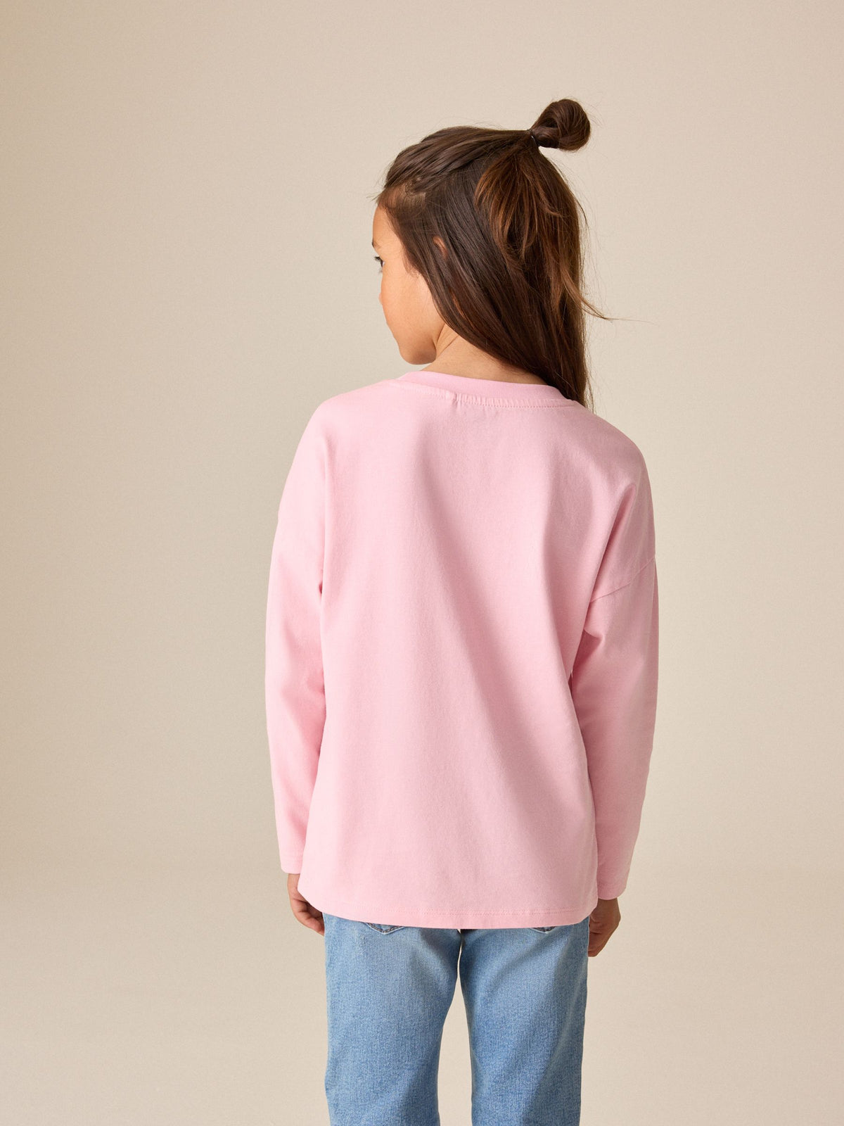 Pink Long Sleeve Sequin Heart Top (3-16yrs)