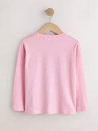 Pink Long Sleeve Sequin Heart Top (3-16yrs)