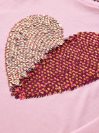 Pink Long Sleeve Sequin Heart Top (3-16yrs)