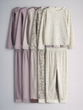 The Set Purple/Lilac Ditsy and Stripe Snuggle Pyjamas 5 Pack (9mths-13yrs)