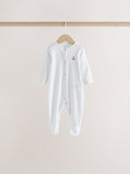 White Mini Safari Animals 4 Pack Baby Sleepsuits (0-2yrs)