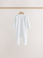 White Mini Safari Animals 4 Pack Baby Sleepsuits (0-2yrs)