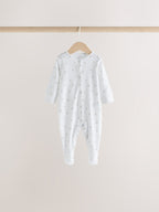 White Mini Safari Animals 4 Pack Baby Sleepsuits (0-2yrs)