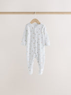 White Mini Safari Animals 4 Pack Baby Sleepsuits (0-2yrs)