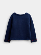 JoJo Maman Bébé Navy Blue Sausage Dog Appliqué Cotton Cardigan