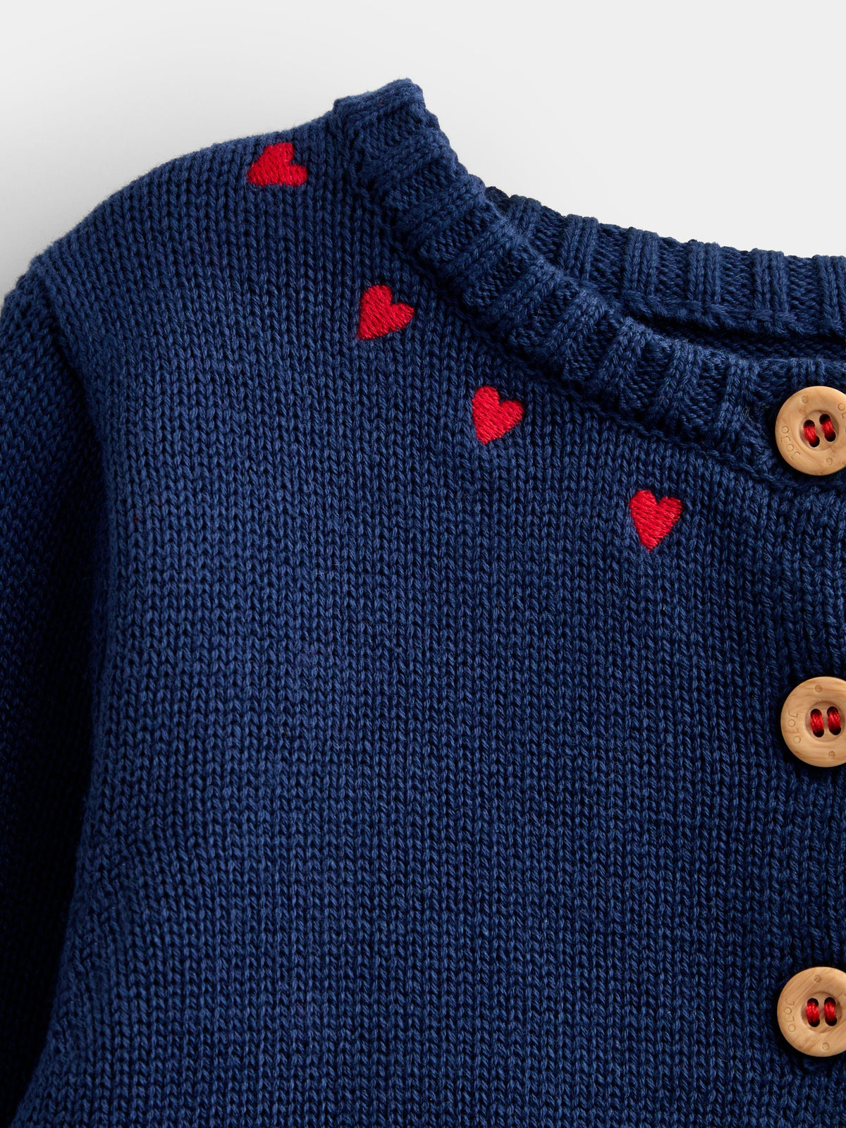 JoJo Maman Bébé Navy Blue Sausage Dog Appliqué Cotton Cardigan