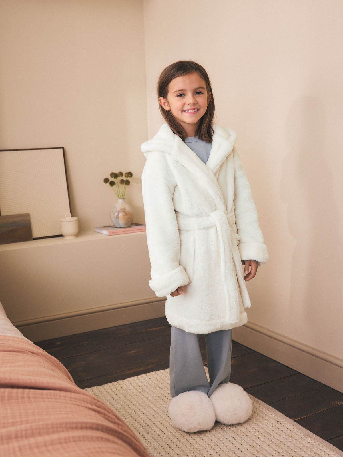 Ecru Soft Touch Fleece Dressing Gown (9mths-16yrs)