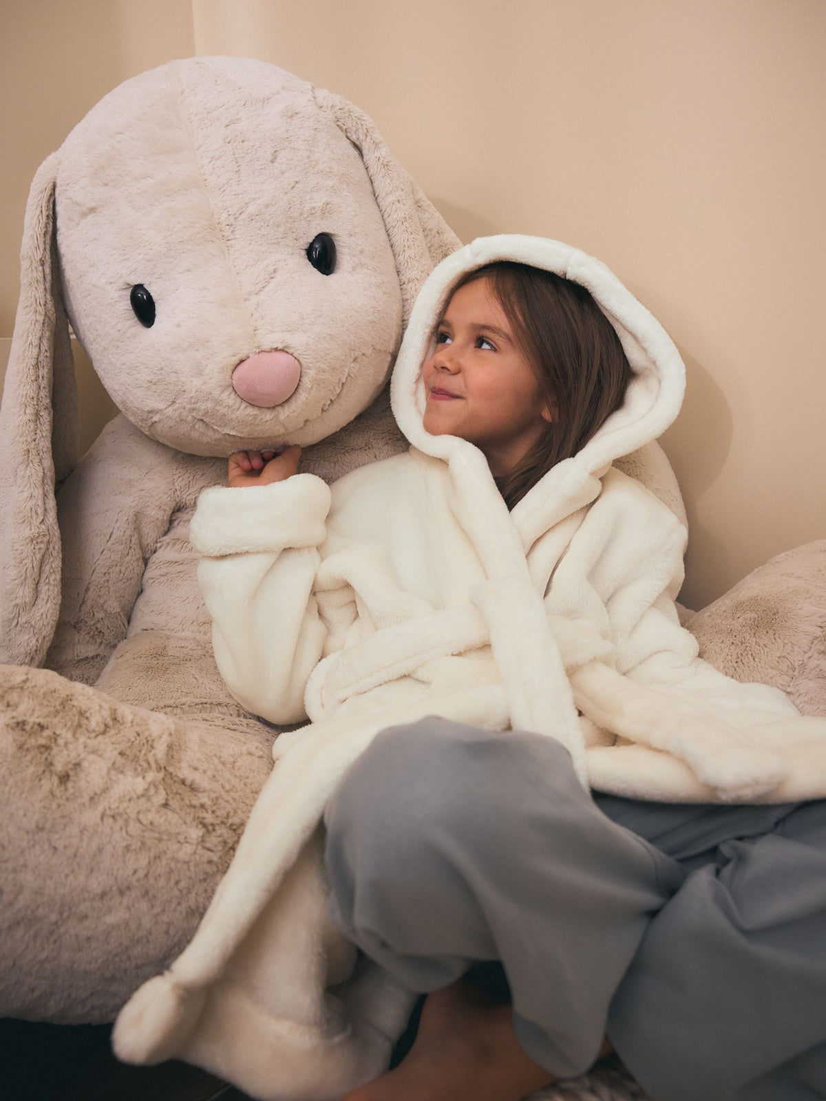 Ecru Soft Touch Fleece Dressing Gown (9mths-16yrs)