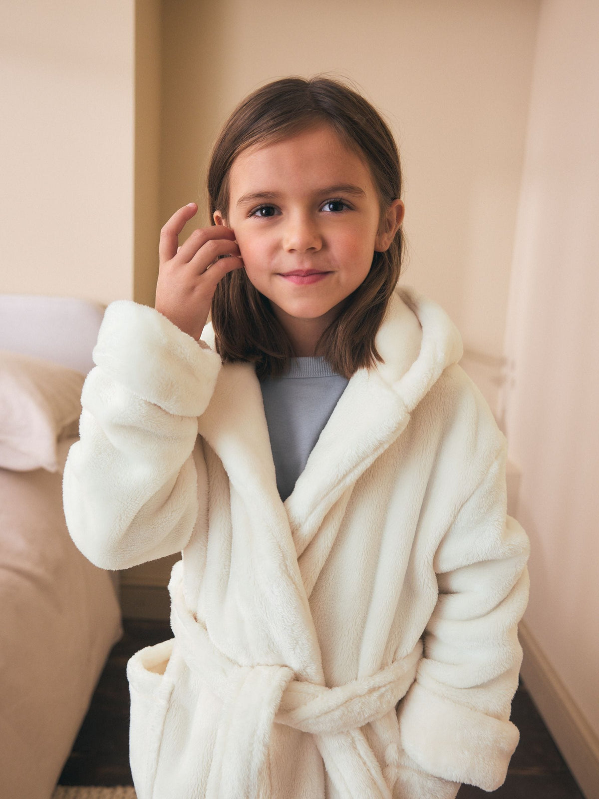 Ecru Soft Touch Fleece Dressing Gown (9mths-16yrs)