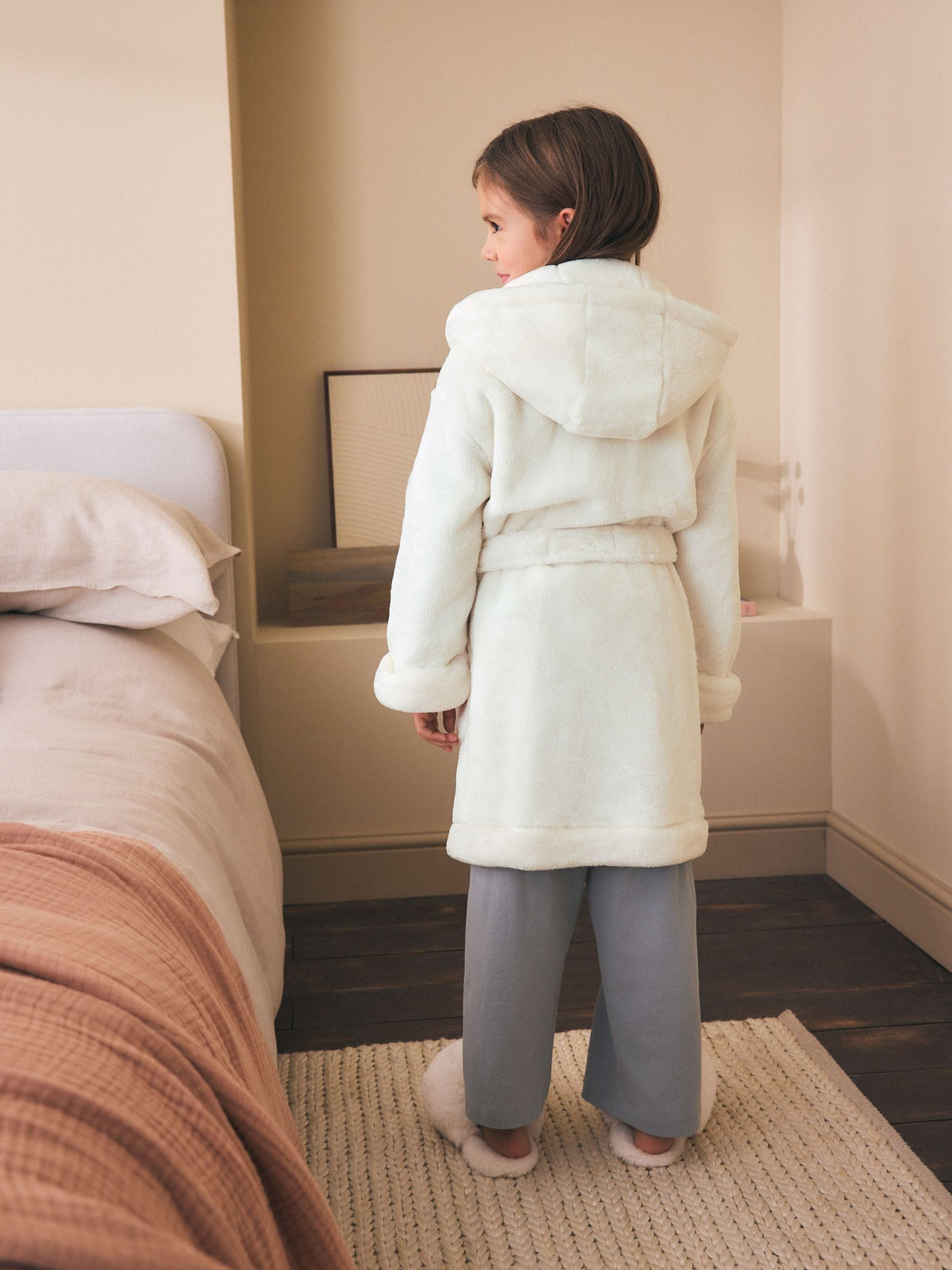 Ecru Soft Touch Fleece Dressing Gown (9mths-16yrs)