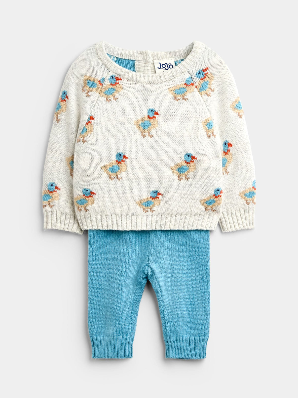 JoJo Maman Bébé Blue Duck Knitted Jumper & Leggings Set