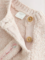 Ecru Bunny Knitted Jumper and Floral Leggings Baby Set 2 Piece (0mths-2yrs)