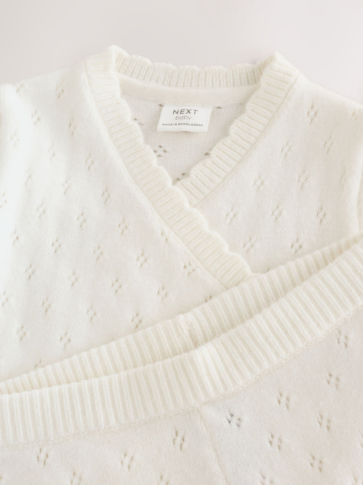 Ecru Cashmere Blend Knitted Wrap Over Cardigan and Leggings Baby 2 Piece Set (0mths-2yrs)
