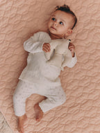 Ecru Cashmere Blend Knitted Wrap Over Cardigan and Leggings Baby 2 Piece Set (0mths-2yrs)
