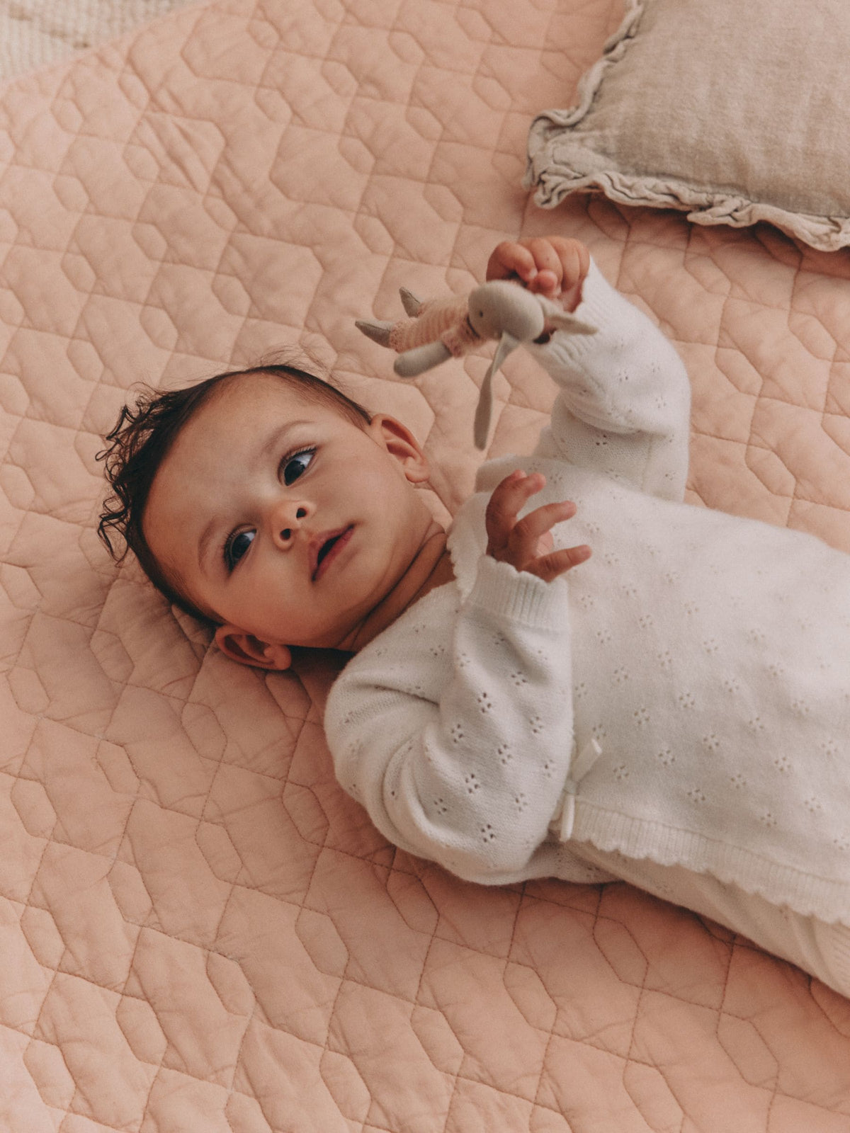 Ecru Cashmere Blend Knitted Wrap Over Cardigan and Leggings Baby 2 Piece Set (0mths-2yrs)