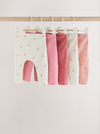 Pink Cherry Print Baby Leggings 5 Pack (0mths-2yrs)