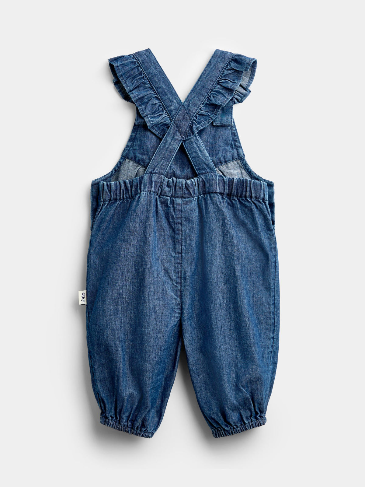 JoJo Maman Bébé Chambray Blue Floral Embroidered Dungaree Set