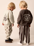 Brown/Cream Crew Neck Joggers Set 4 Piece (3mths-7yrs)