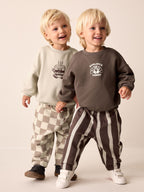 Brown/Cream Crew Neck Joggers Set 4 Piece (3mths-7yrs)