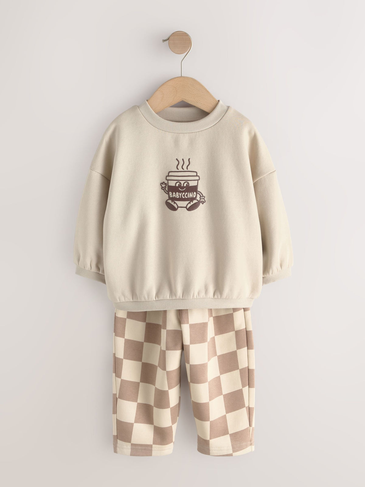 Brown/Cream Crew Neck Joggers Set 4 Piece (3mths-7yrs)