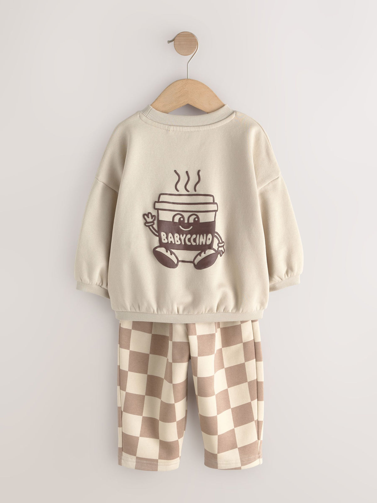 Brown/Cream Crew Neck Joggers Set 4 Piece (3mths-7yrs)