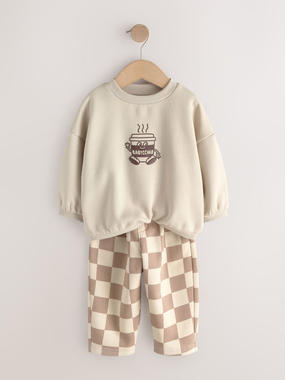 Brown/Cream Crew Neck Joggers Set 4 Piece (3mths-7yrs)