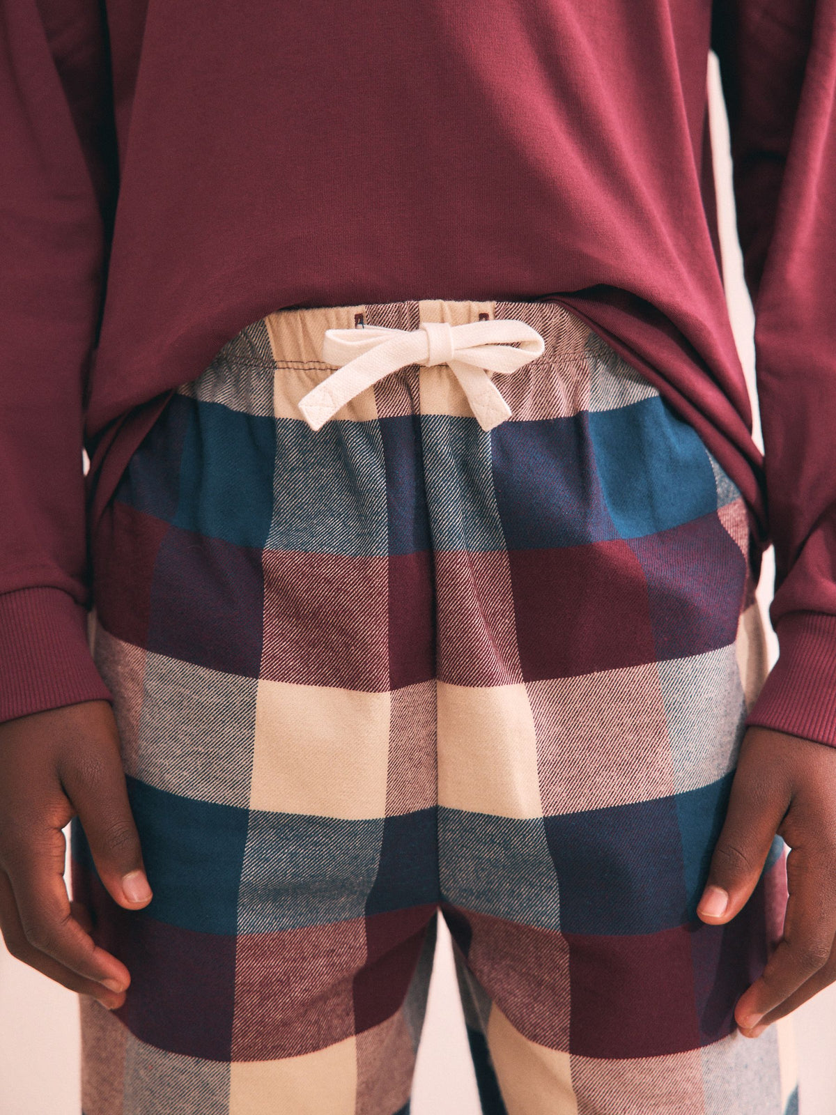 Maroon/Teal/Charcoal Woven Check Pyjamas 3 Pack (3-16yrs)